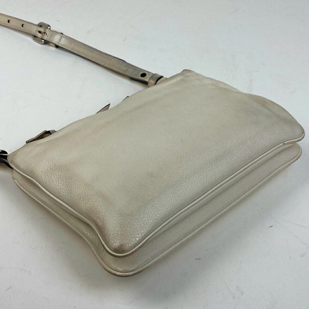 Prada Logo Shoulder Bag Crossbody Leather White - Picture 2 of 5